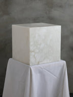 Alabaster Cubic Table Lamp Spanish Natural Stone Integrated LED Warm Light Bedside Living Room — 3 Sizes