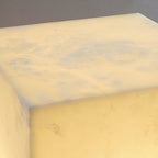 Alabaster Cubic Table Lamp Spanish Natural Stone Integrated LED Warm Light Bedside Living Room — 3 Sizes