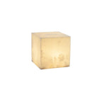 Alabaster Cubic Table Lamp Spanish Natural Stone Integrated LED Warm Light Bedside Living Room — 3 Sizes