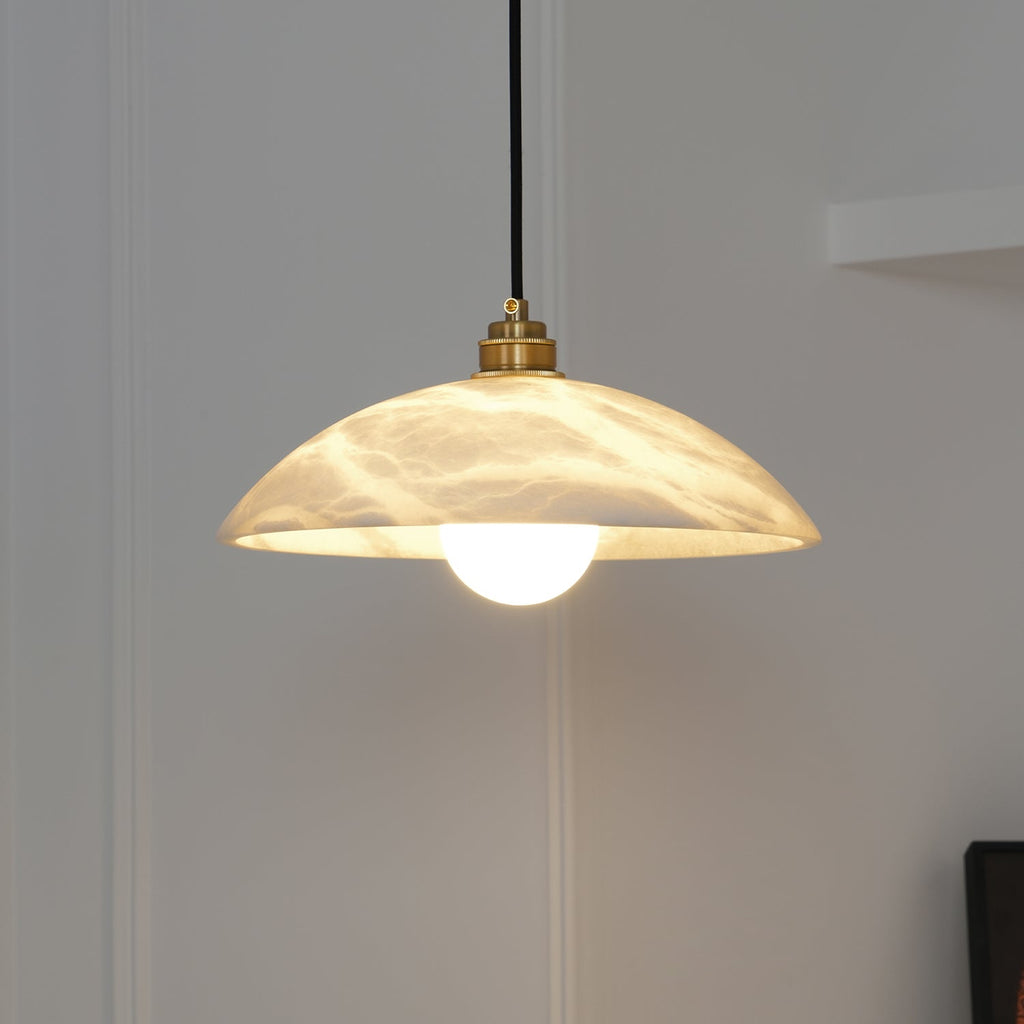 Delin Dome Pendant Light Alabaster &Brass