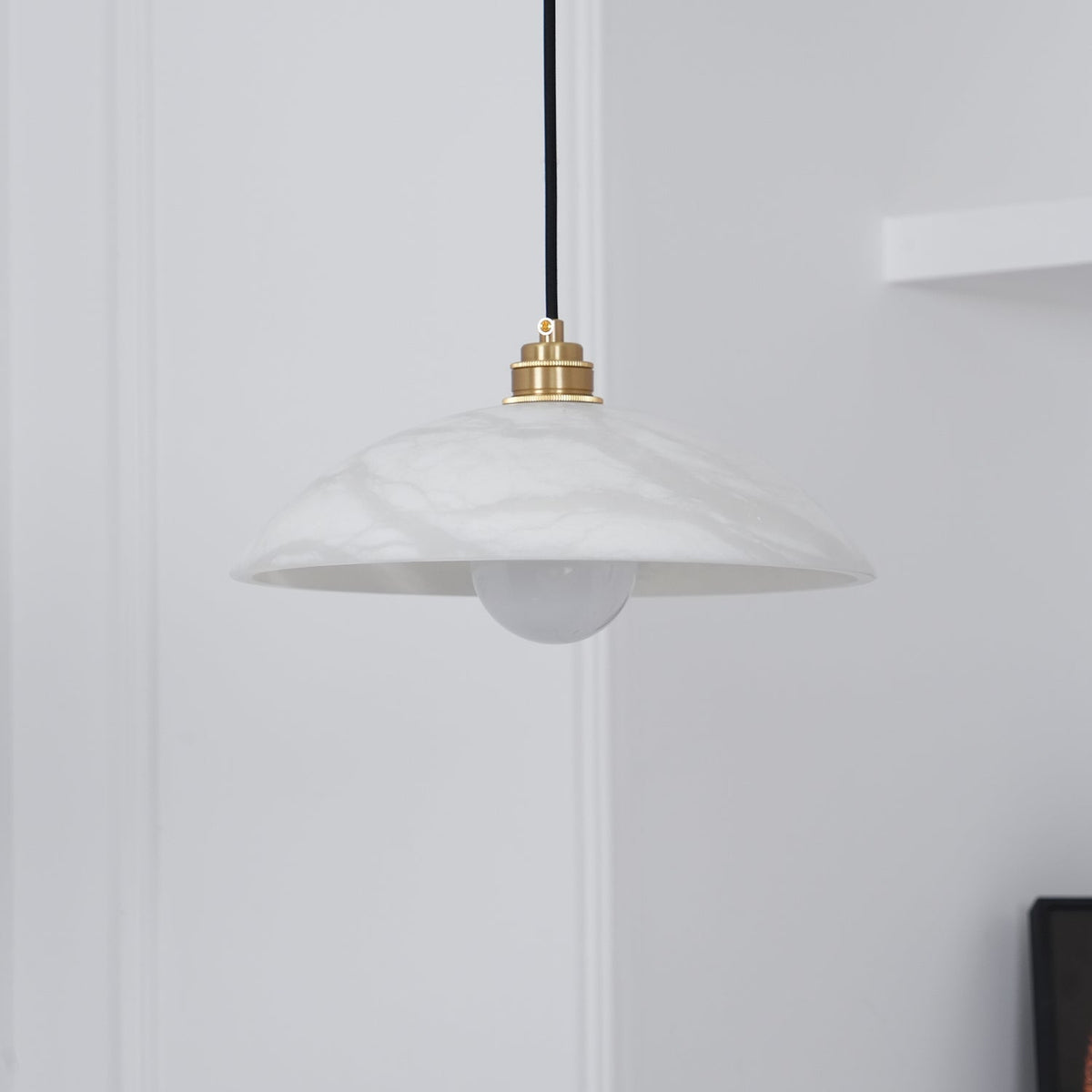 Delin Dome Pendant Light Alabaster &Brass