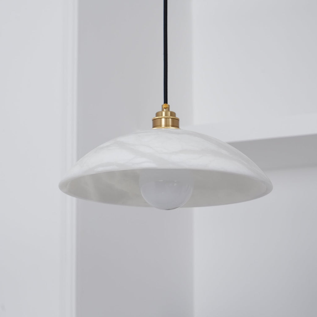 Delin Dome Pendant Light Alabaster &Brass
