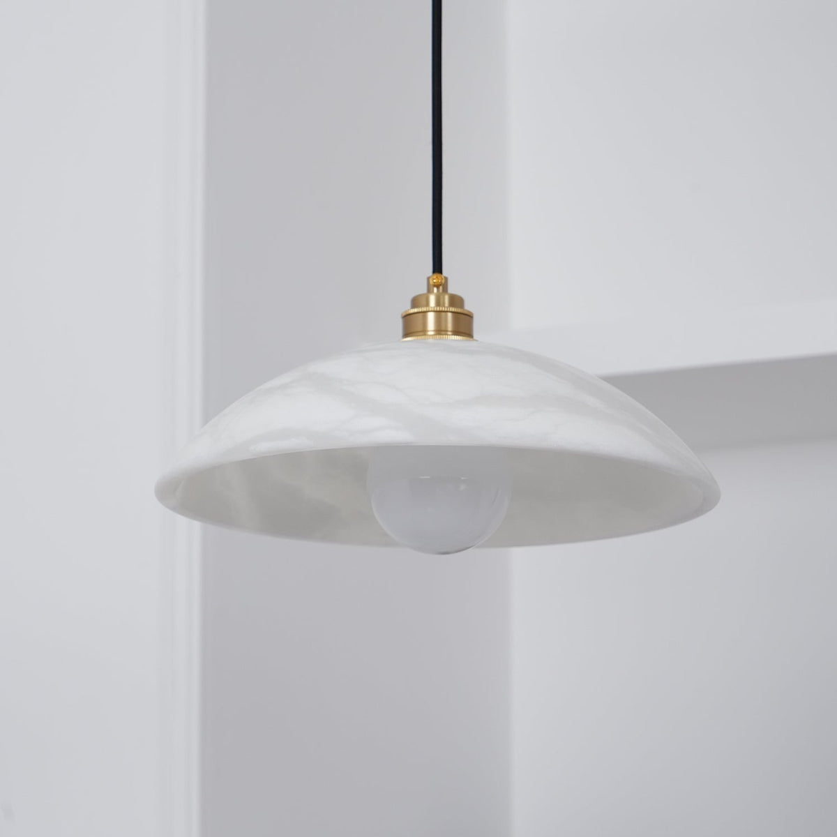 Delin Dome Pendant Light Alabaster &Brass