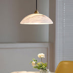 Delin Dome Pendant Light Alabaster &Brass