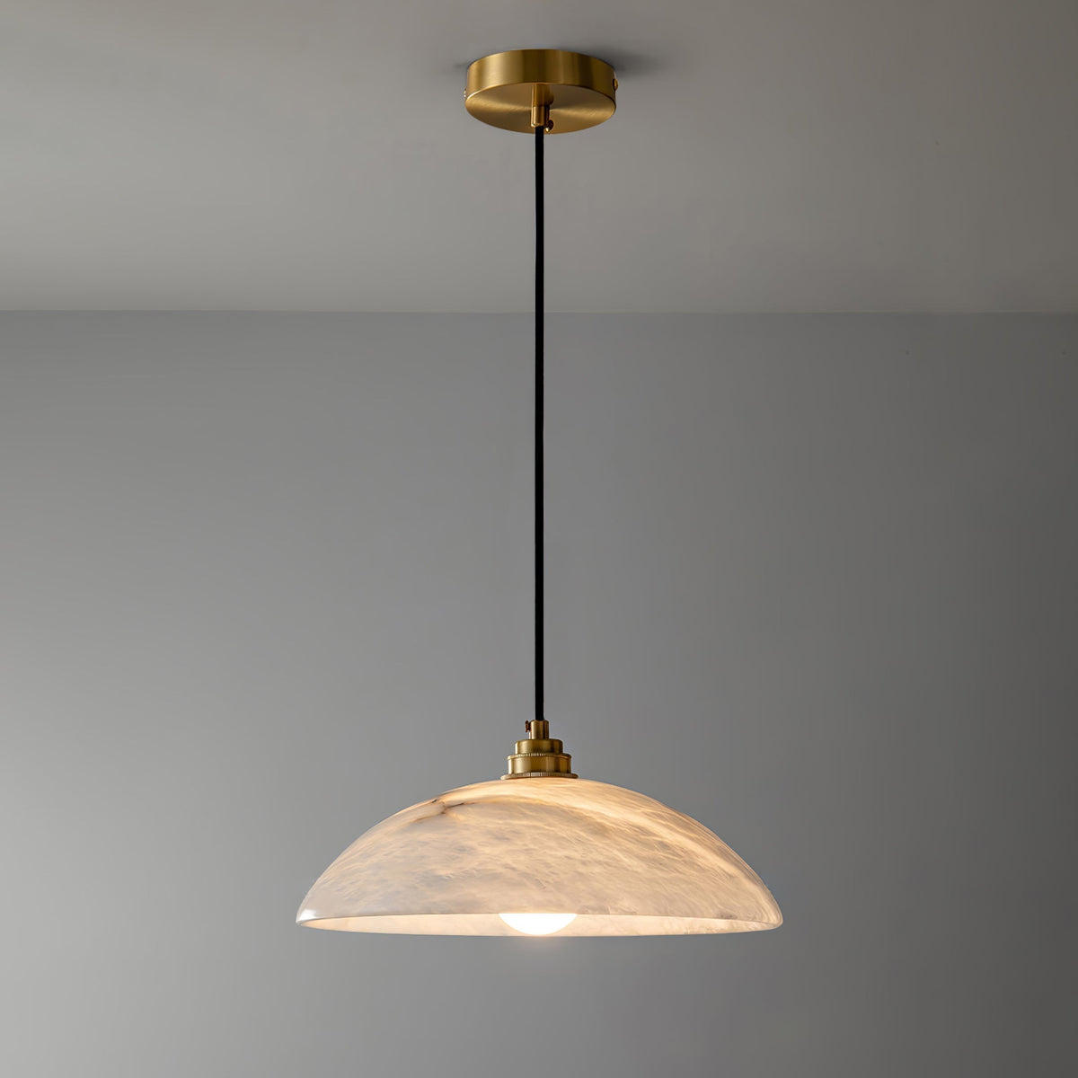 Delin Dome Pendant Light Alabaster &Brass