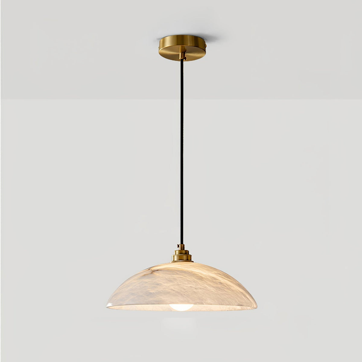 Delin Dome Pendant Light Alabaster &Brass