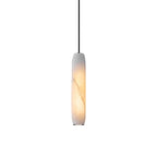 Alabaster Flute Pendant Light Brass Natural Stone E12 Dining Room Bedroom Hallway — 2.8 x 15 Inch
