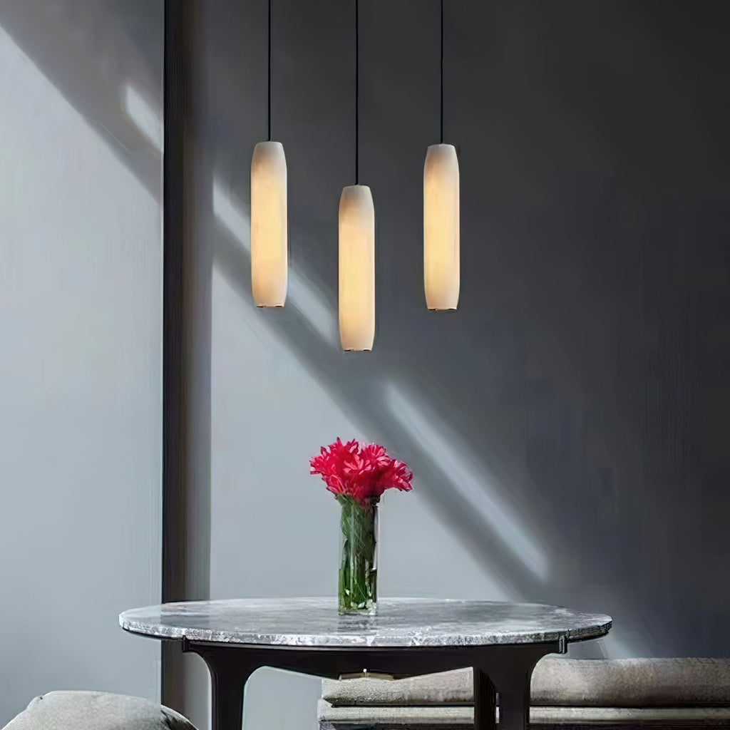 Kvennuvye Flute Modern Minimalist Alabaster Pendant Light