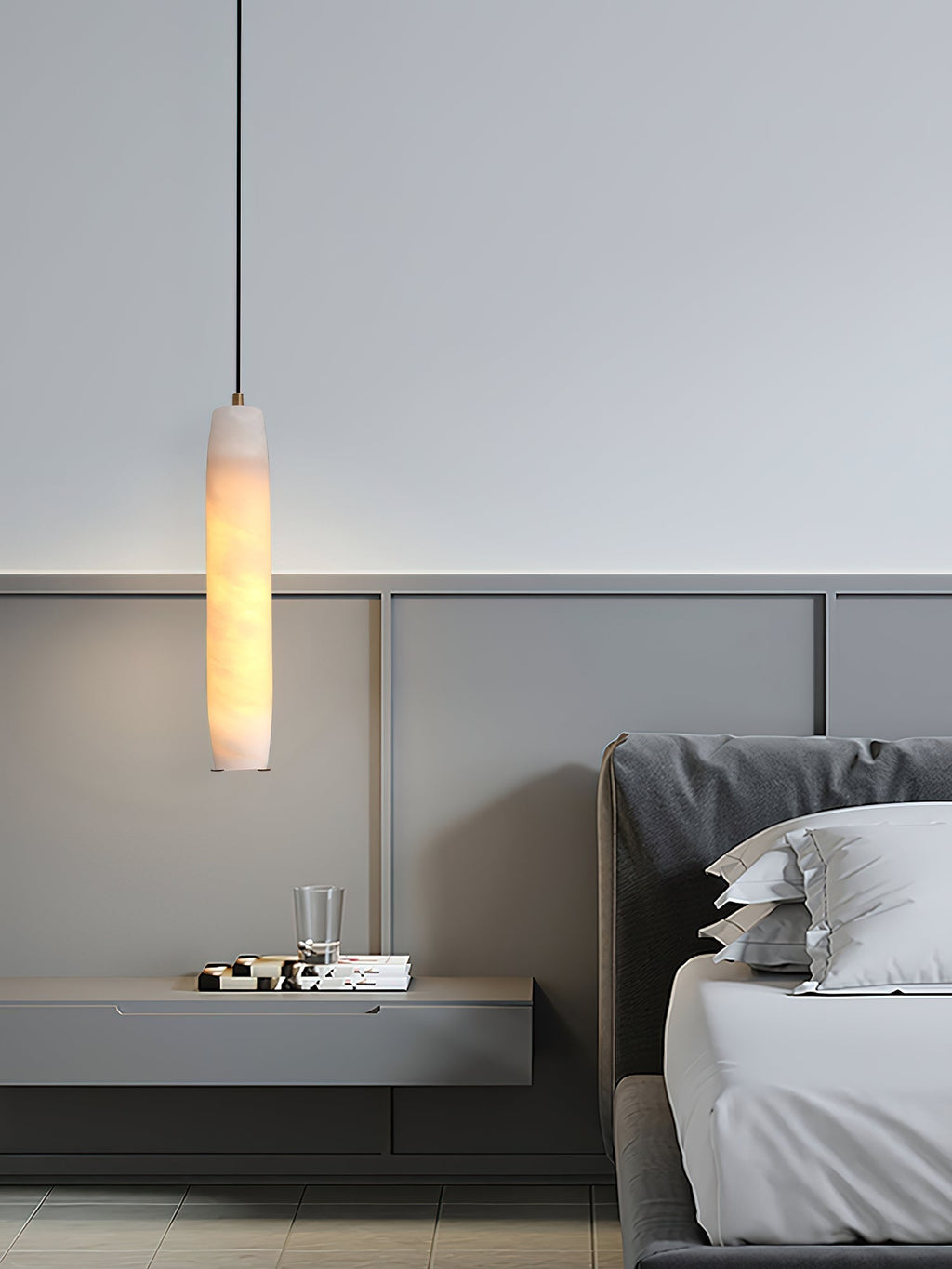 Kvennuvye Flute Modern Minimalist Alabaster Pendant Light