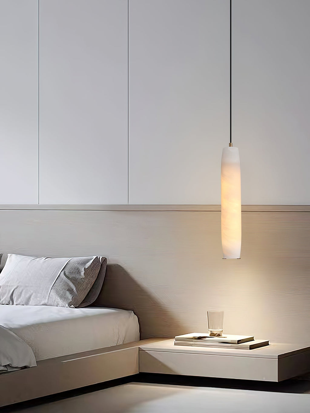 Kvennuvye Flute Modern Minimalist Alabaster Pendant Light