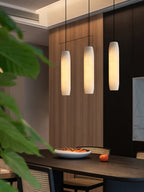Alabaster Flute Pendant Light Brass Natural Stone E12 Dining Room Bedroom Hallway — 2.8 x 15 Inch