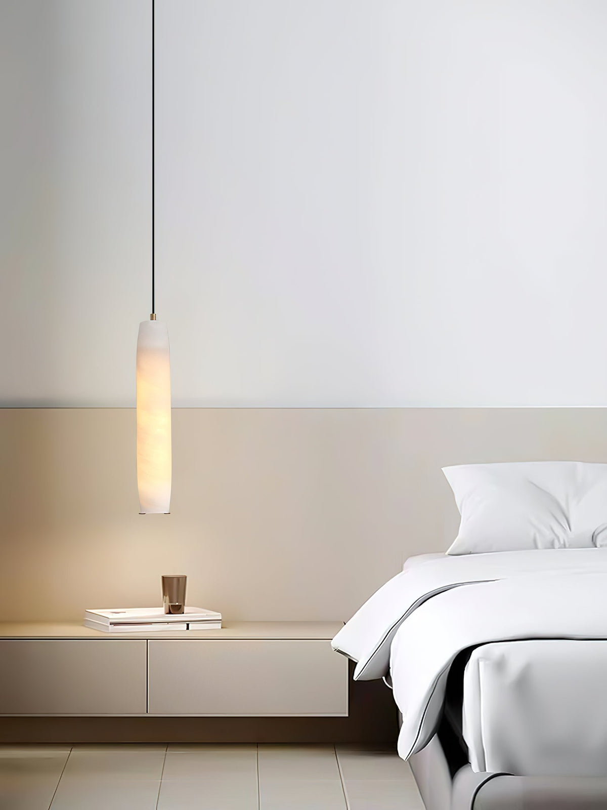 Kvennuvye Flute Modern Minimalist Alabaster Pendant Light