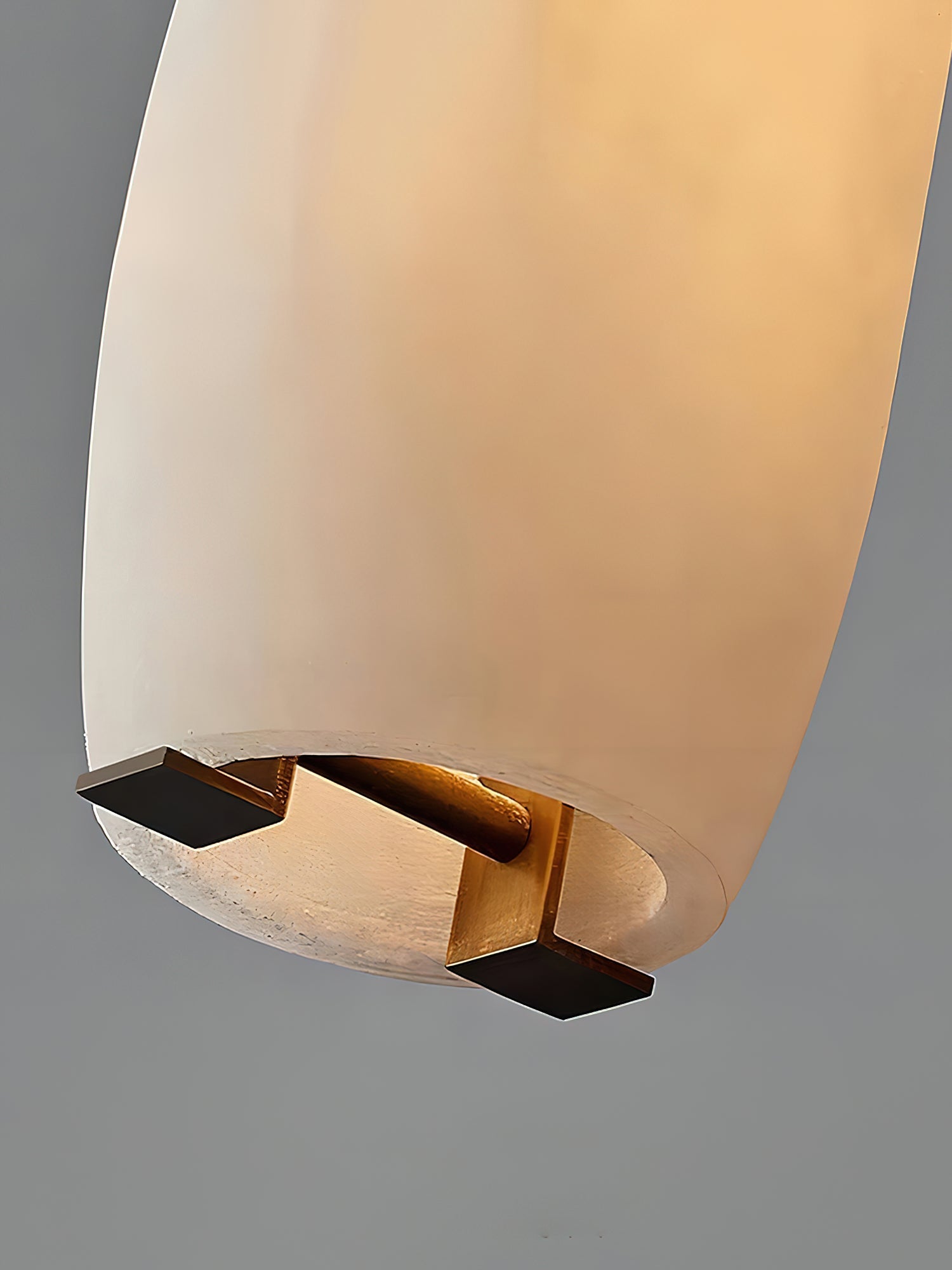 Alabaster Flute Pendant Light Brass Natural Stone E12 Dining Room Bedroom Hallway — 2.8 x 15 Inch