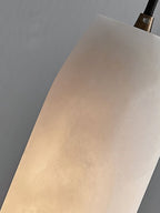 Alabaster Flute Pendant Light Brass Natural Stone E12 Dining Room Bedroom Hallway — 2.8 x 15 Inch