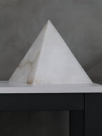 Alabaster Pyramid Table Lamp Natural Stone LED Geometric Bedside Living Room — 3 Finish Options