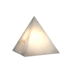 Alabaster Pyramid Table Lamp Natural Stone LED Geometric Bedside Living Room — 3 Finish Options