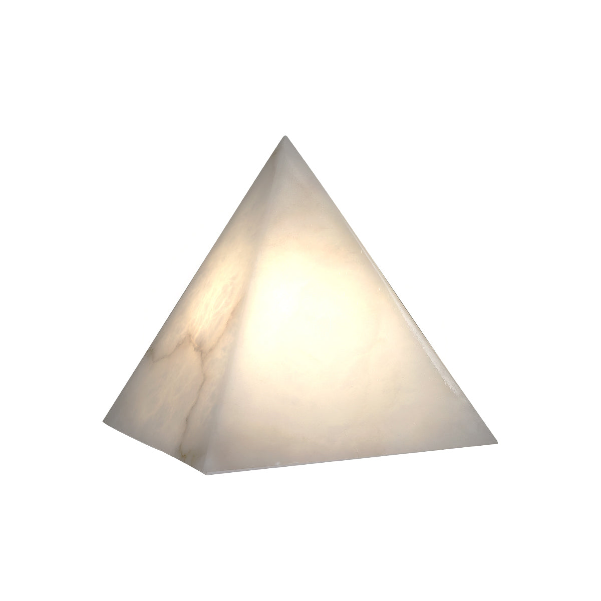Alabaster Pyramid Table Lamp Natural Stone LED Geometric Bedside Living Room — 3 Finish Options
