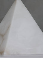 Alabaster Pyramid Table Lamp Natural Stone LED Geometric Bedside Living Room — 3 Finish Options