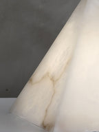 Alabaster Pyramid Table Lamp Natural Stone LED Geometric Bedside Living Room — 3 Finish Options