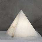 Alabaster Pyramid Table Lamp Natural Stone LED Geometric Bedside Living Room — 3 Finish Options