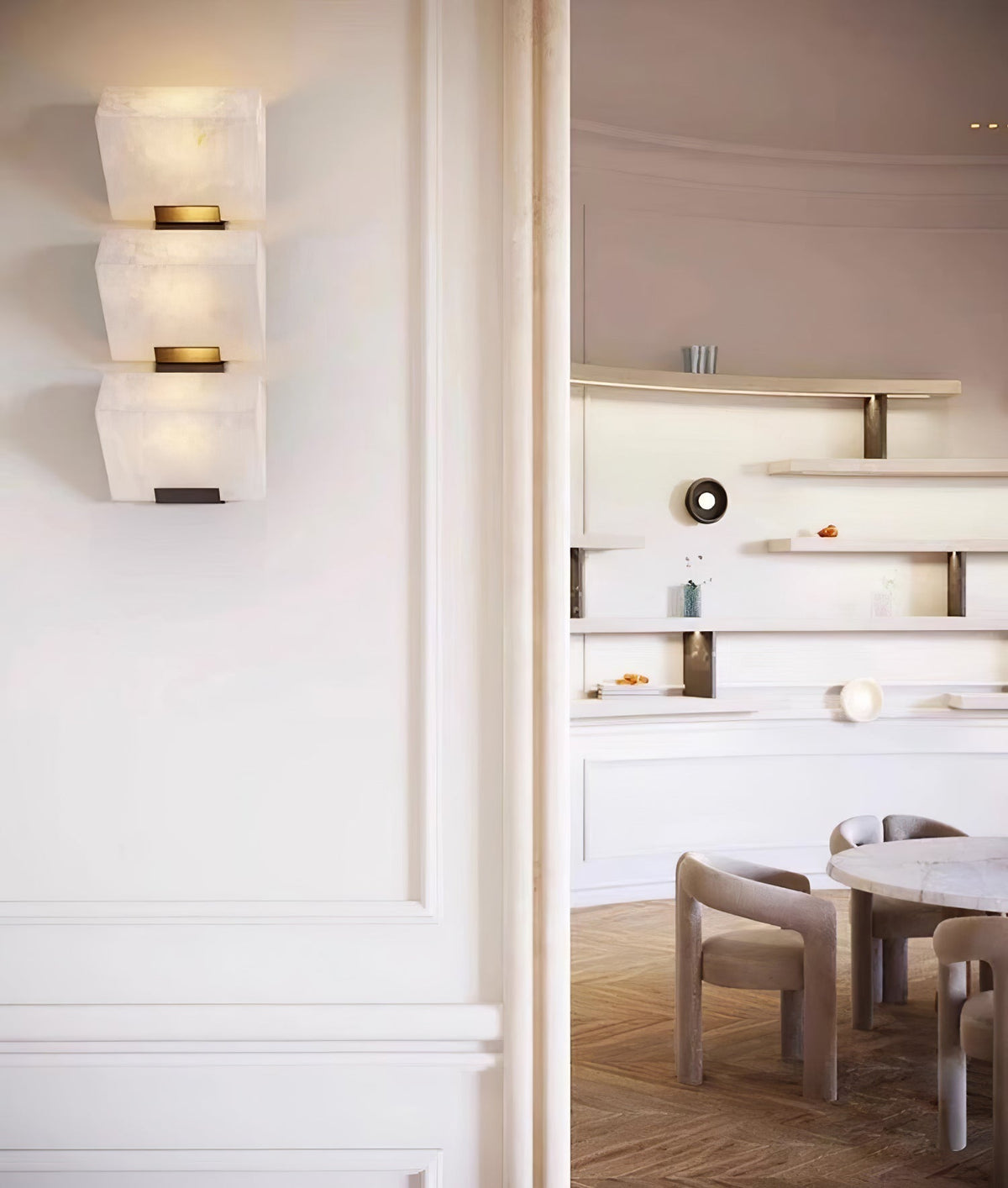 Sculptural Alabaster Cube Wall Lamp