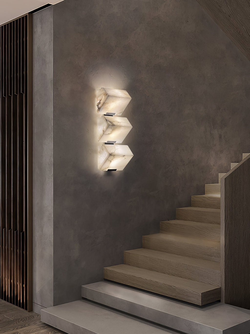 Sculptural Alabaster Cube Wall Lamp