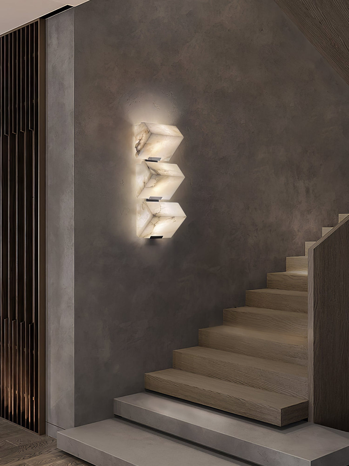 Sculptural Alabaster Cube Wall Lamp