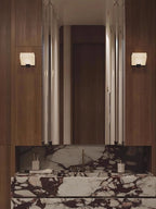 Sculptural Alabaster Cube Wall Lamp