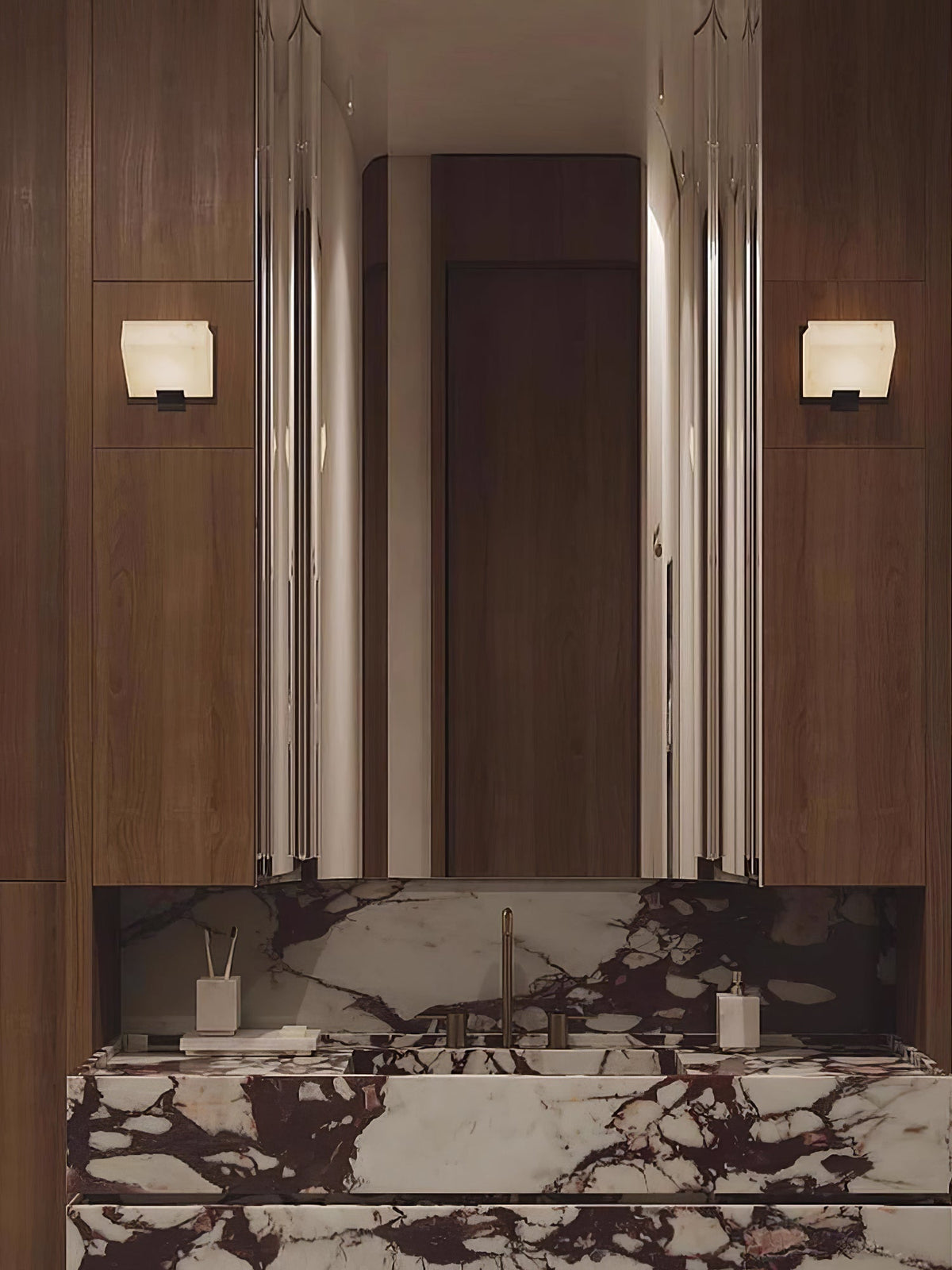 Sculptural Alabaster Cube Wall Lamp