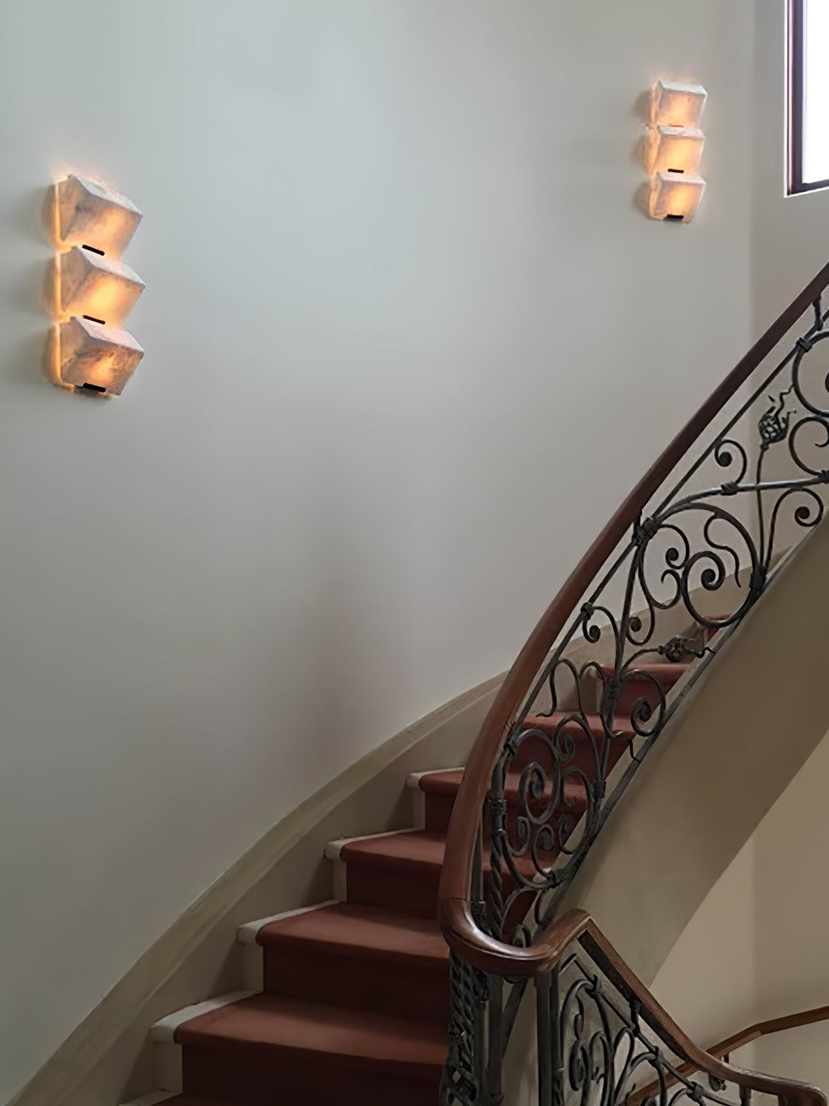 Sculptural Alabaster Cube Wall Lamp