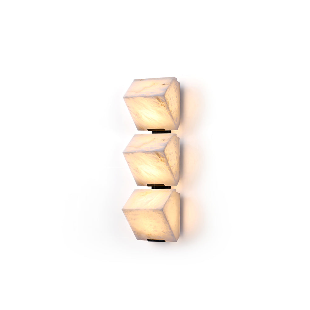 Sculptural Alabaster Cube Wall Lamp