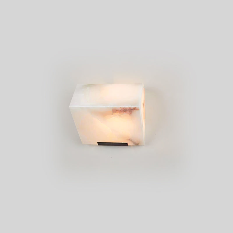 Sculptural Alabaster Cube Wall Lamp