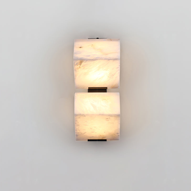 Sculptural Alabaster Cube Wall Lamp