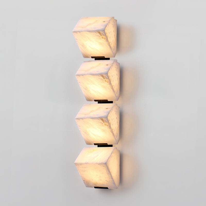 Sculptural Alabaster Cube Wall Lamp