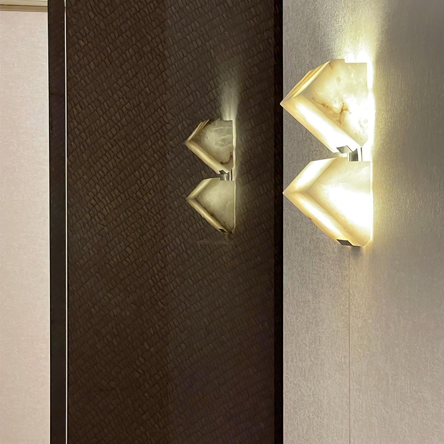 Alabaster Staircase Wall Lamp Natural Stone LED Warm White Vertical Stairwell Living Room — 3 Sizes