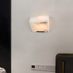 Sculptural Alabaster Cube Wall Lamp