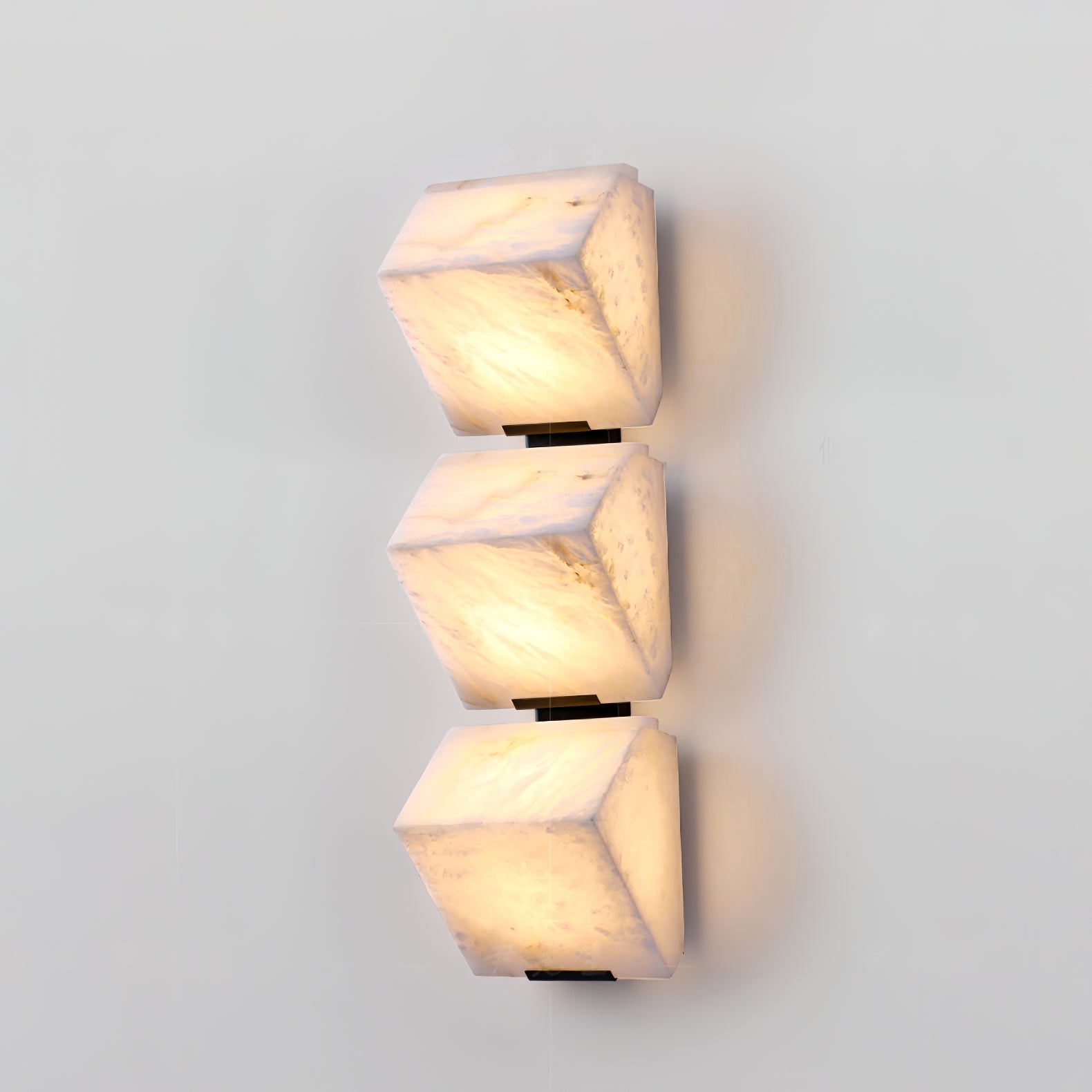 Alabaster Staircase Wall Lamp Natural Stone LED Warm White Vertical Stairwell Living Room — 3 Sizes