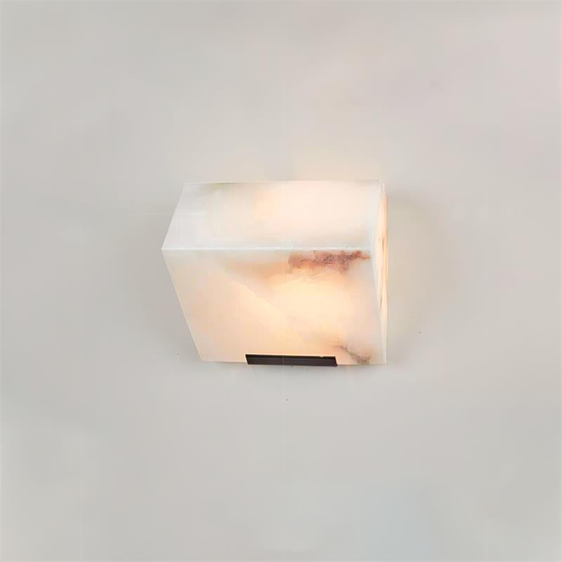 Alabaster Staircase Wall Lamp Natural Stone LED Warm White Vertical Stairwell Living Room — 3 Sizes