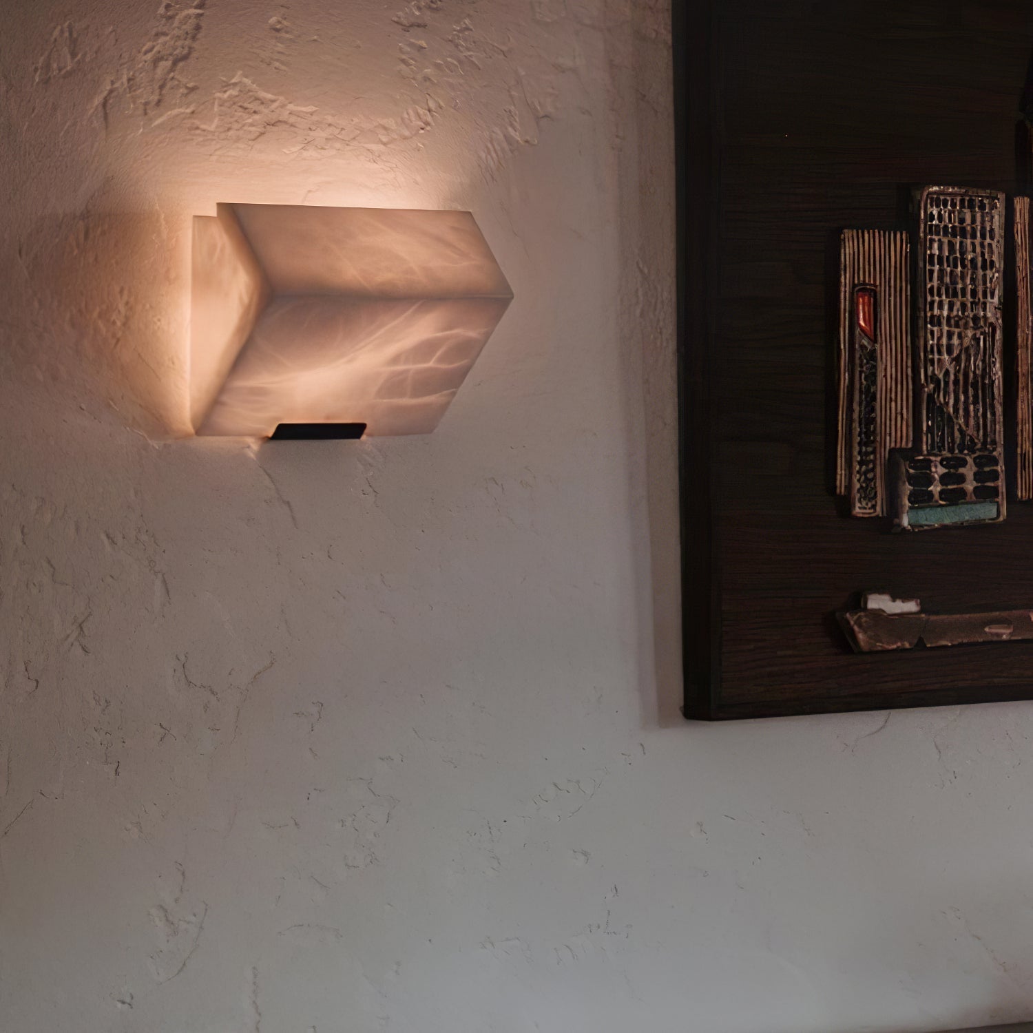 Alabaster Staircase Wall Lamp Natural Stone LED Warm White Vertical Stairwell Living Room — 3 Sizes