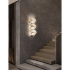 Alabaster Staircase Wall Lamp Natural Stone LED Warm White Vertical Stairwell Living Room — 3 Sizes