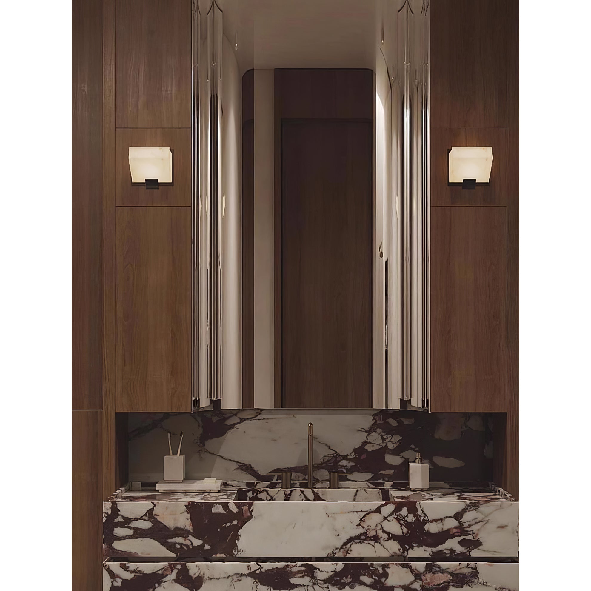 Alabaster Staircase Wall Lamp Natural Stone LED Warm White Vertical Stairwell Living Room — 3 Sizes