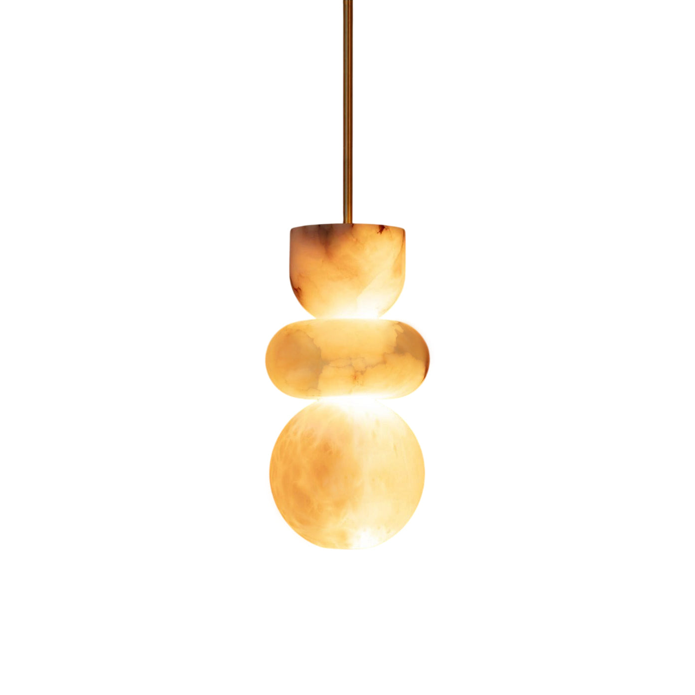 Alabaster Totem Pendant Lamp Stacked Natural Stone LED Warm White Dining Room Bedroom — 5 Configurations