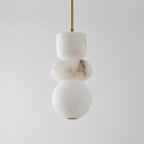 Alabaster Totem Pendant Lamp Stacked Natural Stone LED Warm White Dining Room Bedroom — 5 Configurations