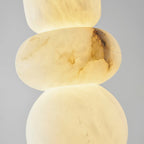 Alabaster Totem Pendant Lamp Stacked Natural Stone LED Warm White Dining Room Bedroom — 5 Configurations