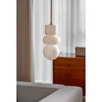 Alabaster Totem Pendant Lamp Stacked Natural Stone LED Warm White Dining Room Bedroom — 5 Configurations