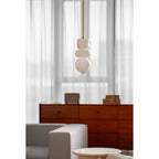 Alabaster Totem Pendant Lamp Stacked Natural Stone LED Warm White Dining Room Bedroom — 5 Configurations