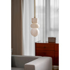 Alabaster Totem Pendant Lamp Stacked Natural Stone LED Warm White Dining Room Bedroom — 5 Configurations