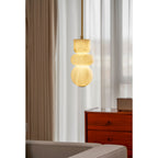 Alabaster Totem Pendant Lamp Stacked Natural Stone LED Warm White Dining Room Bedroom — 5 Configurations
