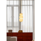 Alabaster Totem Pendant Lamp Stacked Natural Stone LED Warm White Dining Room Bedroom — 5 Configurations