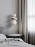 Alabaster Totem Pendant Lamp Stacked Natural Stone LED Warm White Dining Room Bedroom — 5 Configurations